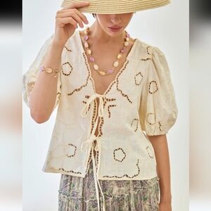 Nekane NKN Ivory Embroidered Flowers Bows & Lace NWT Size Medium